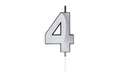 Lelut - Globos Cake Candle 6cm Metallic Silver no.4 - 1024