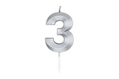 Lelut - Globos Cake Candle 6cm Metallic Silver no.3 - 1023