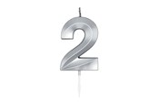 Lelut - Globos Cake Candle 6cm Metallic Silver no.2 - 1022