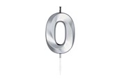 Lelut - Globos Cake Candle 6cm Metallic Silver no.0 - 1020
