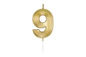 Lelut - Globos Cake Candle 6cm Metallic Gold no. 9 - 1019