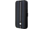 Puhelin - Kannet ja kotelot - BMW BMBKP14L22RVSK iPhone 14 Pro 6.1" black/black bookcase Leather Stamp Blue Lines - 3666339097097