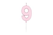 Lelut - Globos Cake candle 4.5cm Pastel Pink no. 9 - 1119