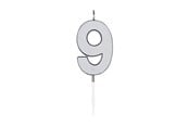 Lelut - Globos Cake Candle 4.5cm Metallic Silver no. 9 - 1089