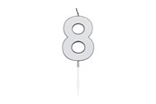 Lelut - Globos Cake Candle 4.5cm Metallic Silver no. 8 - 1088