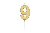 Lelut - Globos Cake candle 4.5cm Metallic Gold no. 9 - 1079