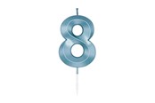 Lelut - Globos Cake Candle 6cm Metallic Light Blue no. 8 - 1058
