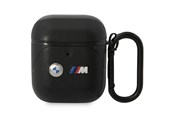 Puhelin - Muut lisävarusteet - BMW BMA222PVTK AirPods 1/2 cover black/black Leather Curved Line - 3666339089535