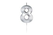 Lelut - Globos Cake Candle 6cm Metallic Silver no.8 - 1028