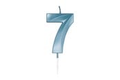 Lelut - Globos Cake Candle 6cm Metallic Light Blue no. 7 - 1057