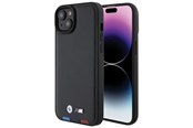 Puhelin - Kannet ja kotelot - BMW BMHCP15M22PTDK iPhone 15 Plus 6.7" black/black Leather Stamp Tricolor - 3666339143350