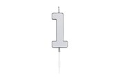 Lelut - Globos Cake Candle 4.5cm Metallic Silver no. 1 - 1081