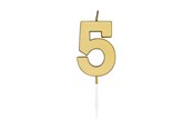 Lelut - Globos Cake candle 4.5cm Metallic Gold no. 5 - 1075