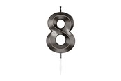 Lelut - Globos Cake candle 6cm Metallic Black no. 8 - 1068