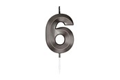 Lelut - Globos Cake candle 6cm Metallic Black no. 6 - 1066