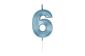 Lelut - Globos Cake Candle 6cm Metallic Light Blue no. 6 - 1056