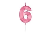 Lelut - Globos Cake Candle 6cm Metallic Light Pink no. 6 - 1046