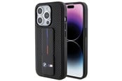 Puhelin - Kannet ja kotelot - BMW Grip Stand Smooth & Perforated case for iPhone 15 Pro - black - 3666339204587