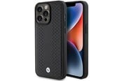 Puhelin - Kannet ja kotelot - BMW Leather Diamond Pattern case for iPhone 15 Pro Max - black - 3666339142575