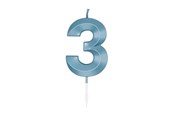 Lelut - Globos Cake Candle 6cm Metallic Light Blue no. 3 - 1053