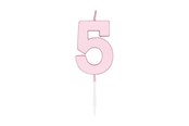 Lelut - Globos Cake candle 4.5cm Pastel Pink no. 5 - 1115