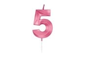 Lelut - Globos Cake Candle 6cm Metallic Light Pink no. 5 - 1045