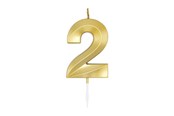 Lelut - Globos Cake Candle 6cm Metallic Gold no. 2 - 1012