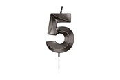 Lelut - Globos Cake Candle 6cm Metallic Black no. 5 - 1065