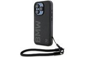 Puhelin - Kannet ja kotelot - BMW Signature Leather Wordmark Cord case for iPhone 15 Pro - black - 3666339232672