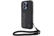 Puhelin - Kannet ja kotelot - BMW Signature Leather Wordmark Cord case for iPhone 15 Pro Max - black - 3666339232689