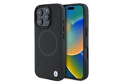 Puhelin - Kannet ja kotelot - BMW Signature Leather Half Textured & Circle MagSafe case for iPhone 16 Pro - black - 3666339323424