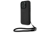Puhelin - Kannet ja kotelot - BMW Signature Leather Wordmark Cord Case for iPhone 16 Pro - Black - 3666339323462