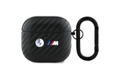 Puhelin - Muut lisävarusteet - BMW Carbon Double Metal Logo Case for AirPods 4 - Black - 3666339397449