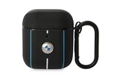 Puhelin - Muut lisävarusteet - BMW Leather Color Lines Case for AirPods 1 / 2 - Black - 3666339089504