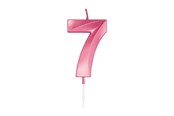 Lelut - Globos Cake Candle 6cm Metallic Light Pink no. 7 - 1047
