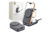 Puhelin - Adapterit & Laturit - Tech-Protect A53 3in1 MagSafe 25W QI2.2 Wireless Charger - Dark Gray - 5906302323890