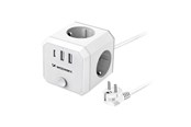 Puhelin - Adapterit & Laturit - Wozinsky WKZ-3B Power Cube 4x AC 2x USB-A 1x USB-C 4000 W with 1.8 m Cable - White - 5907769388644