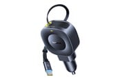 Puhelin - Adapterit & Laturit - Baseus PrimeTrip VR2 45W + 45W Car Charger with Retractable USB-C Cable - Black - C0206900
