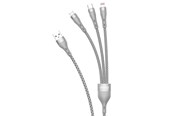 USB kaapelit - Dudao L20X 3in1 USB cable - Lightning / microUSB / USB Type C 65W 1.2m - Gray - 6973687242220