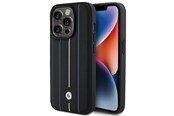 Puhelin - Kannet ja kotelot - BMW Leather Stamp Blue Line Case for iPhone 15 Pro Max - Black - 3666339142094