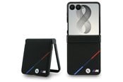 Puhelin - Kannet ja kotelot - BMW M Leather Perforated Tricolor Stripe Metal Logos MagSafe Case for Samsung Galaxy Z Flip 8 - Black - 3666339662615