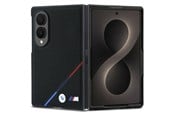 Puhelin - Kannet ja kotelot - BMW M Leather Perforated Tricolor Stripe Metal Logos MagSafe Case for Samsung Galaxy Z Fold 8 - Black - 3666339662622