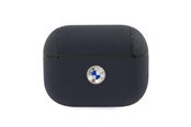 Puhelin - Muut lisävarusteet - BMW Genuine Leather Silver Logo AirPods Pro Case - Navy Blue - 3666339009441