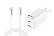 Kannettavan laturit - Sandberg AC Charger USB-C PD65W EU 1.5M - Dual-Port | GaN III | 65 - 441-75