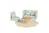 Nuket, pehmolelut ja oheistarvikkeet - Micki Lundby lounge stue m/3 sofastolmodulopbygget sofa. - 18371