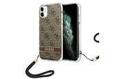 Puhelin - Kannet ja kotelot - GUESS GUOHCN61H4STW iPhone 11 brown/brown hardcase 4G Print Strap - 3666339046408