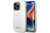 Puhelin - Kannet ja kotelot - GUESS Croco Collection case for iPhone 14 Pro 6.1" - silver - 3666339083106