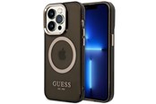 Puhelin - Kannet ja kotelot - GUESS GUHMP14LHTCMK iPhone 14 Pro 6.1" black/black hard case Gold Outline Translucent MagSafe - 3666339069605