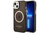 Puhelin - Kannet ja kotelot - GUESS GUHMP14SHTCMK iPhone 14 6.1" black/black hard case Gold Outline Translucent MagSafe - 3666339069582