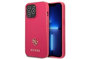 Puhelin - Kannet ja kotelot - GUESS Saffiano 4G Small Metal Logo case for iPhone 13 Pro / 13 - pink - 3666339047986